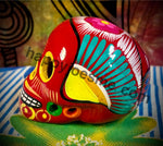 Red with Multicolors/Bird Sugar Skull Talavera pottery