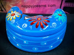 4.5"  Blue/Multi-Colored Half-MOON Box-Talavera Pottery from Mexico