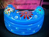 4.5"  Blue/Multi-Colored Half-MOON Box-Talavera Pottery from Mexico