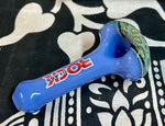 4” Rock Glass Solid Color W/Spotted Head Handpipe