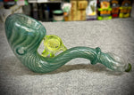 6” Sparkly Teal W/Slime Green Honeycomb Droop Marble Sherlock