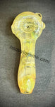 Cream/Yellow Wrap & Rake Fume Handpipe W/Three Nubs by Pharo