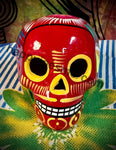 Red with Multicolors/Bird Sugar Skull Talavera pottery