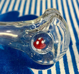 Raked Silver Fumed Clear Handpipe W/Mushroom Milli