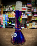12” Heavy Base Beaker W/Leaf Print Waterpipe
