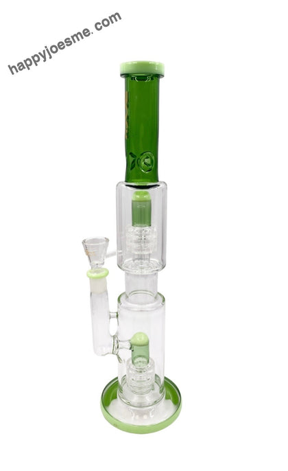 16” Rock Glass Dual Perc Hourglass Waterpipe