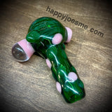4" Green Handpipe W/ Pink Spots & Reduction Marble