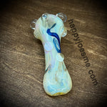 4.75” Glass handpipe Cream/Blue/Pink/Silver Fume