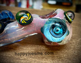 6” Multicolor Fume W/Wig-Wag Marbles/Galaxy Marbles Heady Handpipe
