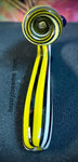 American Glass Sherlock Black, Yellow, White Striped w/ Black Marble Beads