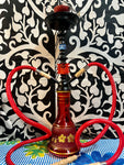 20” Two Hose Red Flower Glass Bottom Hookah