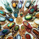 Natural Mix Gemstones Handmade Bohemian Macrame Necklace