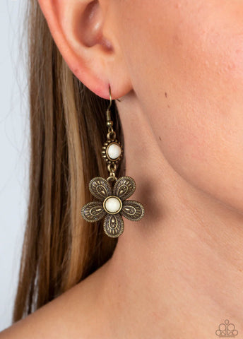 Paparazzi Free-Spirited Flourish Brass Earrings