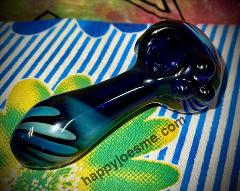 Dark Blue W/Colored Wig-Wag Front Handpipe