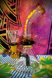 7" Bent Neck  Rock Glass Waterpipe-Yellow & Black Accents-RS478