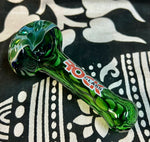 4” Rock Glass Solid Color W/Spotted Head Handpipe