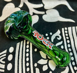 4” Rock Glass Solid Color W/Spotted Head Handpipe