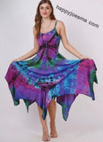 Women's Tie dye Asymmetrical Hem Sleeveless Summer Dress