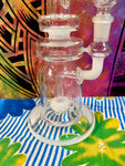 10” Single Perc Straight Neck Clear/White Waterpipe