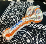 4" Rock Glass Fumed W/Canework and Color Handpipe