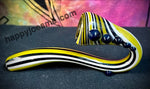 American Glass Sherlock Black, Yellow, White Striped w/ Black Marble Beads