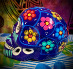 Purple with Multicolor Flowers Sugar Skull Talavera pottery