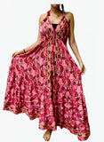 Floral Halter Backless Tie Dress Flared Bottom