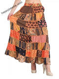 Women's Multi Patch Elastic Waist Drawstring long Skirt