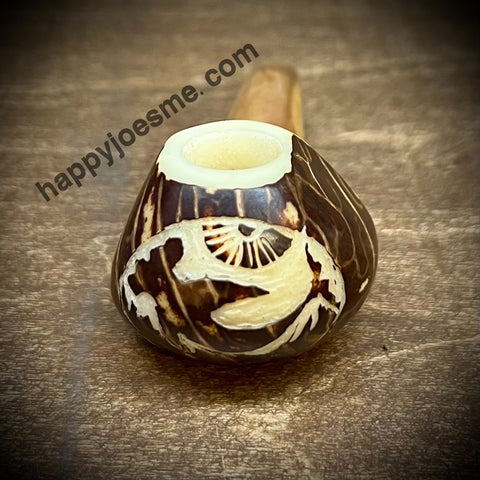 Wood Pipe Hand Carved Horn Tagua (hammerhead shark)