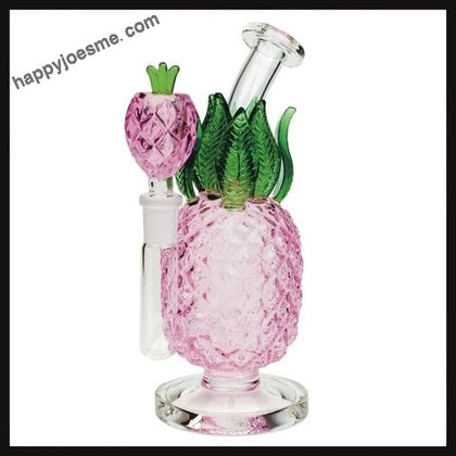 8" Heavy Pink Pineapple Handheld Glass Waterpipe 14mm Bowl