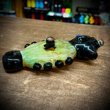 6.5" Black/Lime "Donut" W Marbles, Millies, & Knobs