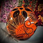 Black/Orange/Sparkly Gold Flowers/Dove Sugar Skull