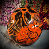 Black/Orange/Sparkly Gold Flowers/Dove Sugar Skull