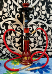 20” Two Hose Red Flower Glass Bottom Hookah