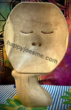 Unique Dark Hibiscus Wood Face Sculpture, "Man in Thought II"