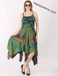 Women's Casual Tie Dye Spaghetti Strap Pixie Fit & Flare Dress