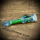 Dichro Wig-Wag Green Opal Glass Chillum