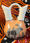 NATIVE AMERICAN NAVAJO POTTERY WEDDING VASE With Elk Drawing