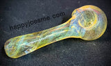 3.5” Yellow with Blue Dichro Stripe Handpipe