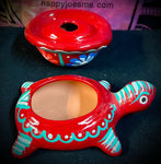 5" x 2.5" Small Red & Multi-Color Turtle Box-Talavera Pottery from Mexico