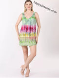 Women's casual V neck Tie Dye Sleeveless Tank Summer Top