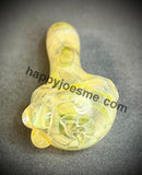 Cream/Yellow Wrap & Rake Fume Handpipe W/Three Nubs by Pharo