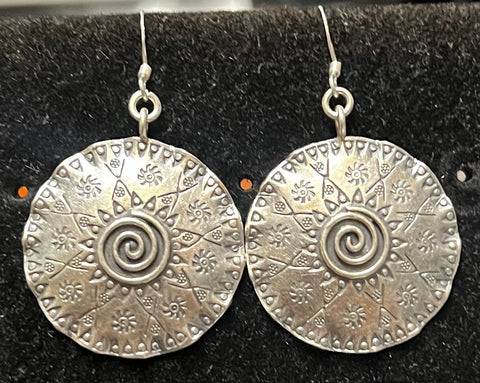 Spiral Flower Sheld 925 Sterling Silver Earrings
