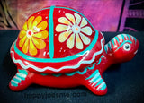 5" x 2.5" Small Red & Multi-Color Turtle Box-Talavera Pottery from Mexico