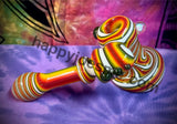 Multicolored Wig-Wag White Opal Sidecar Bubbler