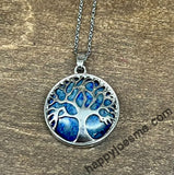 Round Natural Stone Life Tree Necklace