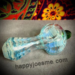 Blue Raked W/Green Dot Handpipe