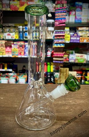 11” Glass Waterpipe Heavy (Green Top)