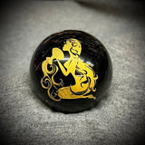 Obsidian Sphere W/Etched Design