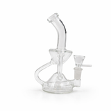 7" Rock Glass Waterpipe | "ClearFlux" | Bent Neck | 14mm | Inline Perc | Recylcer